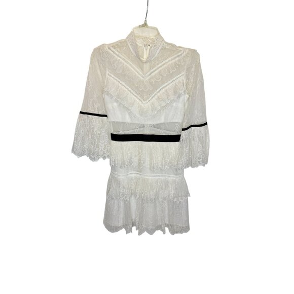 Self-Portrait White Fine Lace Mini Dress NWOT - Size XS - Picture 2 of 9